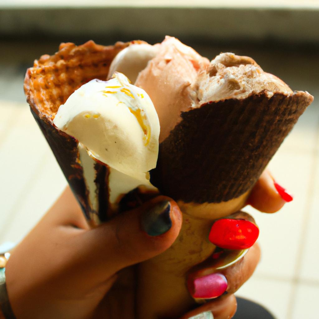Person enjoying ice cream delights