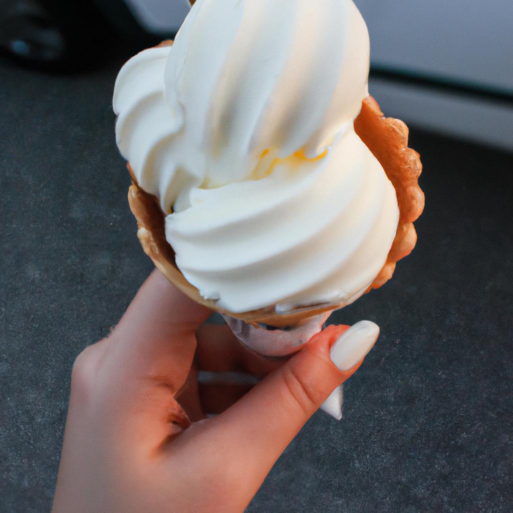 Person holding vanilla ice cream